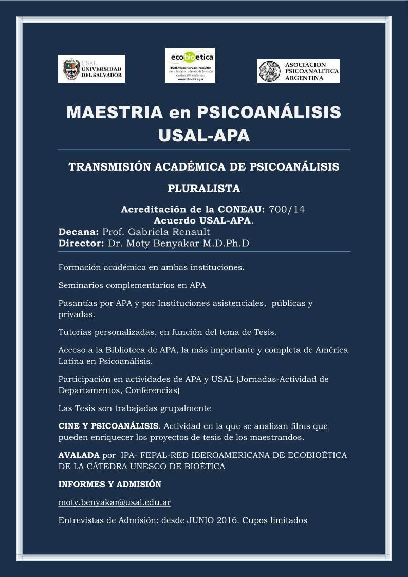 Afiche  USAL-APA-maestria-psicoanalisis