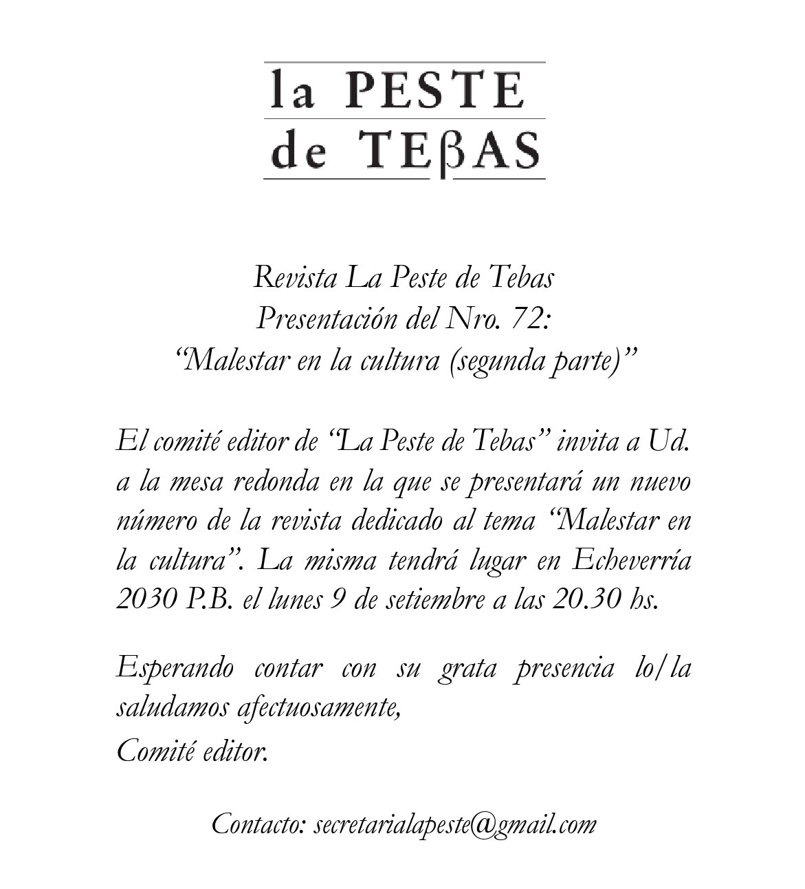 imagen invitación num. 72 peste de tebas